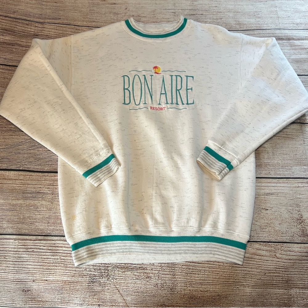 Vintage 90s Oneita Power-Sweats Bon Aire Crewneck Gray USA Made‎ Sweater Size L